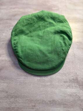 Vintage Green Linen Snapback Newsboy Flat Cap Made In USA